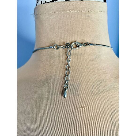 The Pearl & Stone Sparkling Teardrops Silver & Gold Bib Necklace - Picture 4 of 4